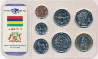 Mauritius 1999-2012. 5c-20R (7xklf) "A világ pénzei" forgalmi összeállítás fóliatokban, német nyelvű tanúsítvánnyal T:UNC,AU Mauritius 1999-2012. 5 Cents - 20 Rupees (7xdiff) "The money of the world" coin set in foil packing, with certificate in German language C:UNC,AU