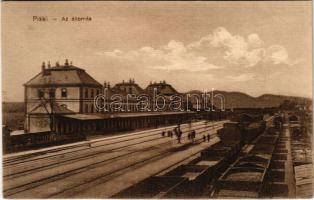 1914 Piski, Simeria; vasútállomás, vonat / railway station, trains