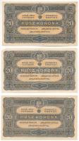 1920. 20K (3x) T:AU sarokhajlások, az egyiknél sarokhiány
Adamo K21