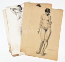 Kézdi-Kovács Lóránt (1897-1916), 5 db mű: Női aktok, 1913-14. Szén vagy kréta, papír, mindegyik jelzett. Proveniencia: a művész hagyatéka. Mindegyik sérült és foltos. 60x40 cm körüli méretekben. Kézdi-Kovács Lóránt mindössze 19 évesen, 1916-ban az I. világháborúban esett el, amelynek következtében az életműve is nagyon korán lezárult. Munkái nagyon ritkán tűnnek fel a műkereskedelemben, igazi gyűjtői darab!