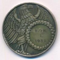 1939. "Budapest Székesfőváros Elektromos Műveinek Testedző Egyesülete" kétoldalas Ag díjér...