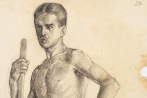 Kézdi-Kovács Lóránt (1897-1916), 4 db mű: Férfi aktok, 1913-14. Szén, papír, mindegyik jelzett. Prov...