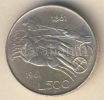 Olaszország 1961. 500L Ag "Olasz egység századfordulója" T:2 ph