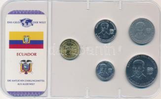 Ecuador 2000-2003. 1c-50c (5xklf) "A világ pénzei" forgalmi összeállítás fóliatokban, német nyelvű tanúsítvánnyal T:UNC,AU Ecuador 2000-2003. 1 Centavo - 50 Centavos (5xdiff) "The money of the world" coin set in foil packing, with certificate in German language C:UNC,AU