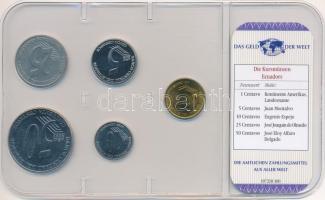 Ecuador 2000-2003. 1c-50c (5xklf) "A világ pénzei" forgalmi összeállítás fóliatokban, néme...