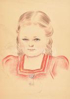 Jelzés nélkül: Copfos lány arcképe. Ceruza, papír. Kissé sérült (hajtás- és törésnyomokkal). Kissé foltos. 35x25 cm.