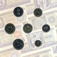 2006. 1Ft-100Ft (7xklf) forgalmi sor szettben + 1946. 1Ft Ag "Hatvanéves a Forint" utánver...