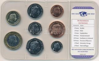 Guernsey 2003-2006. 5p-2P (8xklf) "A világ pénzei" forgalmi összeállítás fóliatokban, néme...