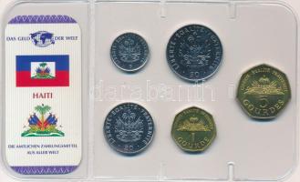 Haiti 1997-2003. 5c-5G (5xklf) "A világ pénzei" forgalmi összeállítás fóliatokban, német nyelvű tanúsítvánnyal T:UNC,AU Haiti 1997-2003. 5 Centimes - 5 Gourdes (5xdiff) "The money of the world" coin set in foil packing, with certificate in German language C:UNC,AU