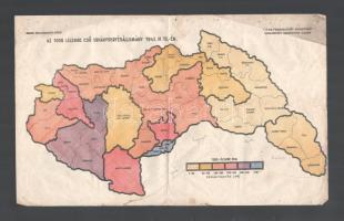 1942 Az 1000 lélekre eső soványsertésállomány, térkép, Magyar Gazdakutató Intézet, hajtott, foltos, bejegyzésekkel, 21x33 cm