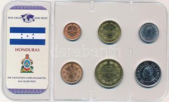 Honduras 1956-2007. 1c-50c (6xklf) "A világ pénzei" forgalmi összeállítás fóliatokban, német nyelvű tanúsítvánnyal T:UNC,AU Honduras 1965-2007. 1 Centimes - 50 Centimes (6xdiff) "The money of the world" coin set in foil packing, with certificate in German language C:UNC,AU