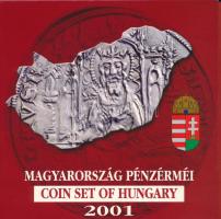 2001. 1Ft-100Ft (7xklf) forgalmi sor dísztokban, "Magyarország pénzérméi" sorozat, belső tokon a ragasztás részben elengedett T:BU Adamo FO34