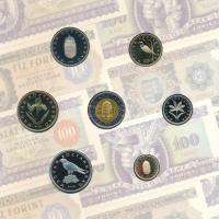 2006. 1Ft-100Ft (7xklf) forgalmi sor szettben + 1946. 1Ft Ag "Hatvanéves a Forint" utánver...