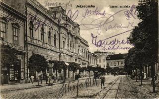 1915 Békéscsaba, Városi színház, nyomda, üzletek, villamossín