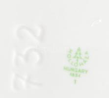 Hollóházi retro virágmintás hamuzó, négyoldalas, jelzéssel, matricás, hibátlan, 17x17 cm