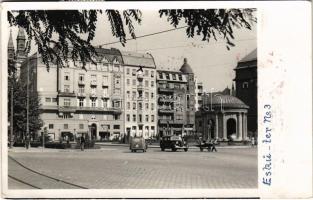 1941 Budapest V. Eskü tér (ma Március 15. tér), Erzsébet királyné (Sissi) emlékmű (1953-ban elbontották), autók. photo (EK)