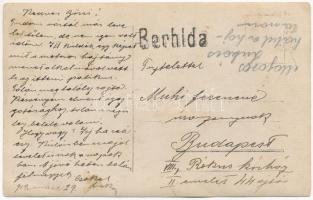 1912 Berhida, vasútállomás, vonat, Majoros Lukács vasutas és társai egy motoros hajtányon. photo (EK...