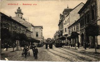 1910 Miskolc, Széchenyi utca, villamosok. W. L. Bp. 6185. (felszíni sérülés / surface damage)