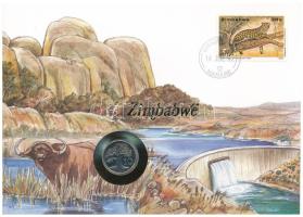 Zimbabwe 1991. 10c felbélyegzett borítékban, bélyegzéssel, német nyelvű leírással T:UNC Zimbabwe 1991. 10 Cents in envelope with stamp and cancellation, with German description C:UNC