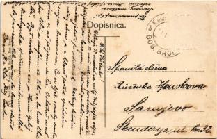 1913 Brod, Bosanski Brod; Glavna ulica / street (Rb) + "K.UND K. MILIT. POST BOS. BROD"