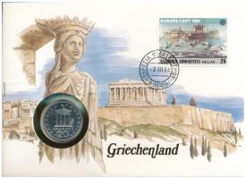 Görögország 1982. 20D Cu-Ni felbélyegzett borítékban, bélyegzéssel, német nyelvű leírással T:UNC Greece 1982. 20 Drachmai Cu-Ni in envelope with stamp, cancellation and a prospectus in german C:UNC