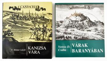 V. Molnár László: Kanizsa vára. + Veress D. Csaba: Várak Baranyában. Bp., 1987-1992, Zrínyi. Fekete-fehér képekkel illusztrálva. Kiadói műbőr-kötés, kiadói papír védőborítóban / kiadói papírkötés.