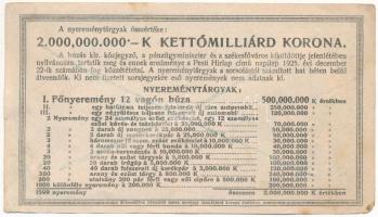 Budapest 1925. "Diák-Sorsjegy" 5000K értékben, "IV. sorozat, 005709" sorszámmal,...