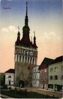 Segesvár, Schässburg, Sighisoara; Óratorony. Nyomta Glass & Tuscher képeslapgyára / clock tower (EB)