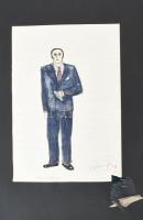 Olvashatatlan jelzéssel, magyar alkotó (Mialkovszky Erzsébet?): Jelmezterv, össz. 14 db, 1980 körül....