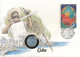 Kuba 1968. 5c Al, felbélyegzett borítékban, bélyegzéssel, német nyelvű leírással T:UNC Cuba 1968. 5 Centavos Al in envelope with stamp and cancellation, with German description C:UNC
