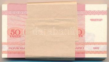 Fehéroroszország 1992. 50k (100x) sérült kötegelővel T:UNC-XF Belarus 1992. 50 Kopecks (100x) with d...