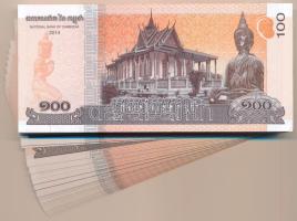 Kambodzsa 2014. 100R (100x) sorszámkövetők T:UNC,AU Cambodia 2014. 100 Riels (100x) consecutive seri...