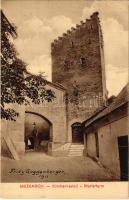 Medgyes, Mediasch, Medias; Vártemplom, Mártír torony. Fritz Guggenberger kiadása / Kirchenkastell, Marterturm / castle church, tower