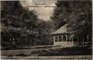 1940 Nagybánya, Baia Mare; Parcul Reg. Maria / Ligeti részlet, pavilon. Frankovits A. kiadása / park, pavilion + "1940 Nagybánya visszatért" So. Stpl