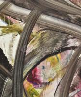 Hercsuth Ferenc (1942-): Absztrakt kompozíció (cím nélkül), 1996. Olaj, farost, jelezve középen fent...