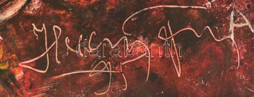 Hercsuth Ferenc (1942-): Szürrealista kompozíció (cím nélkül), 1995. Olaj, farost, jelezve jobbra le...