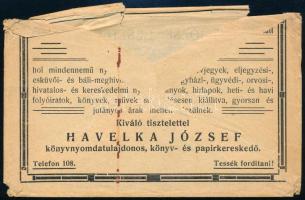 Havelka József Könyvnyomda Besztercebánya fejléces boríték, megviselt állapotban