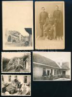 cca 1915-1945 Vegyes katonai fotók, 9 db, a hátoldalon részben feliratozva, 14x9 cm és 7,5x4 cm között