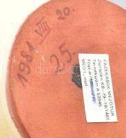 Mezőtúri mázas kerámia vizeskancsó, 1981, zsűrizett, jelzett, hibátlan, m: 28 cm