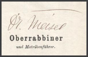 1860 Pest, Meisel Farkas Alajos (1816-1867) rabbi által aláírt születési anyakönyvi kivonat