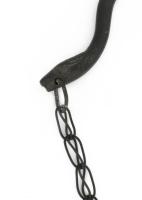 Antik fali orvosi cégértartó, kígyó alakú, bronz, felfogatórésszel, lánccal, kopással, h: 39 cm