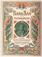 Katona József: Bánk bán. Dráma öt felvonásban. Csók István képeivel illusztrált díszkiadás. A Pesti Napló ajándéka előfizetőinek. Bp., 1899, Pesti Napló, 1 t. (címkép)+ LXXXIII+167 p.+ 4 t. (hártyapapírral.) Kiadói aranyozott, festett egészvászon kötés, Gottermayer-kötés, festett lapélekkel, a borítón kopásnyomokkal és foltokkal, a gerinc felső részén ütődésnyommal (?)