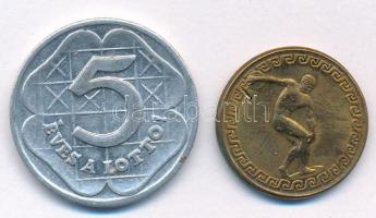 1962. "5 Éves A Lottó!" Al emlékérem (28mm) + 1995. "104. Nemzetközi Olimpiai Bizotts...