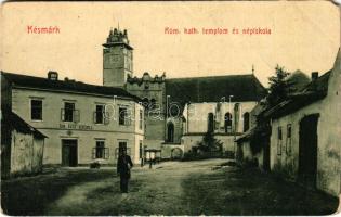 Késmárk, Kezmarok (Szepes, Zips); Római katolikus templom és népiskola. W.L. Bp. 2894. / church and school (EM)