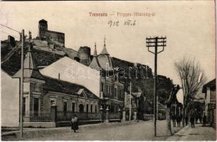 Trencsén, Trencín; Frigyes főherceg út, vár. Weisz Náthán kiadása 12. W.L. Bp. 4567. 1911/14. / street, castle (r)