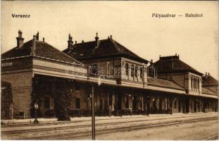 1917 Versec, Werschetz, Vrsac; pályaudvar, vasútállomás. Kirchner Amália kiadása / Bahnhof / railway station (EK)