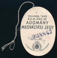 1943 Vöröskeresztes gyűjtőnapok adománymegváltási jegy, 1 pengő