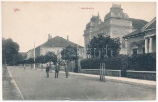 Igló, Zipser Neudorf, Spisská Nová Ves; Iskola utca, zsinagóga. Dörner Gyula kiadása / street, synagogue