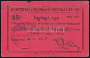 1921 Bp., Műegyetemi Athletikai és Football Club tagsági jegy