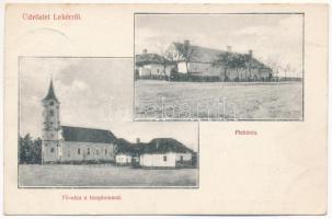 1909 Lekér, Hronovce, Cajakovo; Fő utca, templom, plébánia / main street, church, parish (EK)